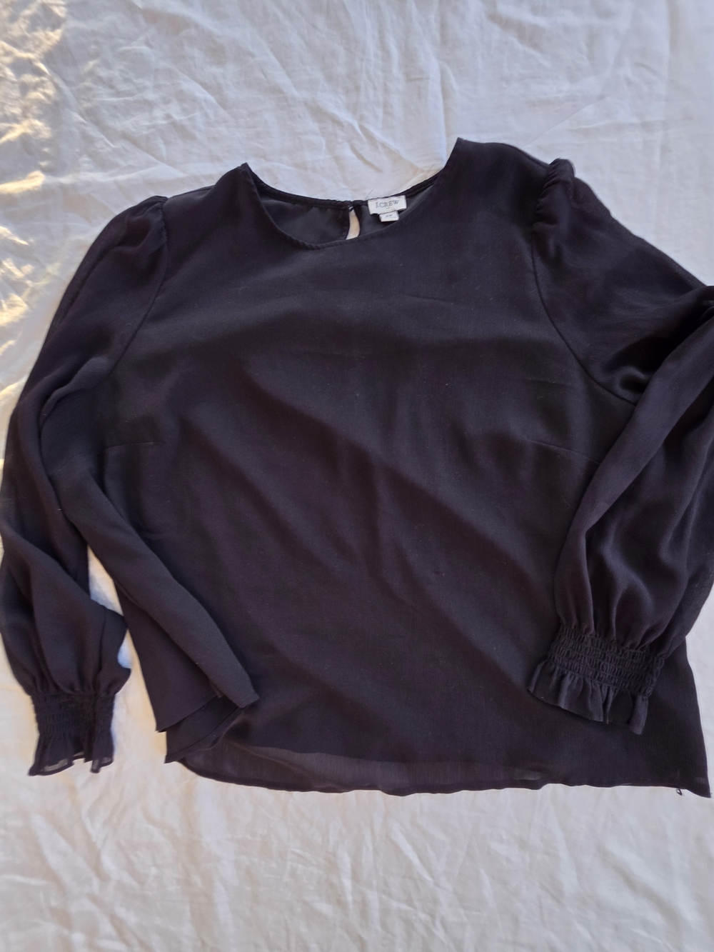 LOFT Black Long-Sleeve Smocked Cuff Blouse Size 2X